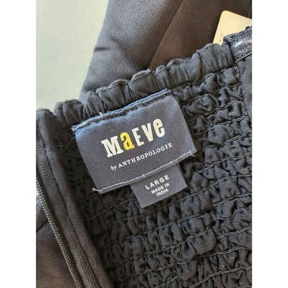 NWD Anthropologie Maeve Strapless Bow Bubble Hem Dress Size L Black GC402 - Picture 8 of 13